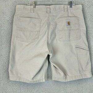 Carhartt Carpenter Jorts 38 Beige Tan Baggy Work Shorts